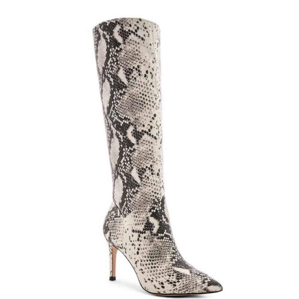 Kinga Snake Boots Pointed Toe Knee High Heels
